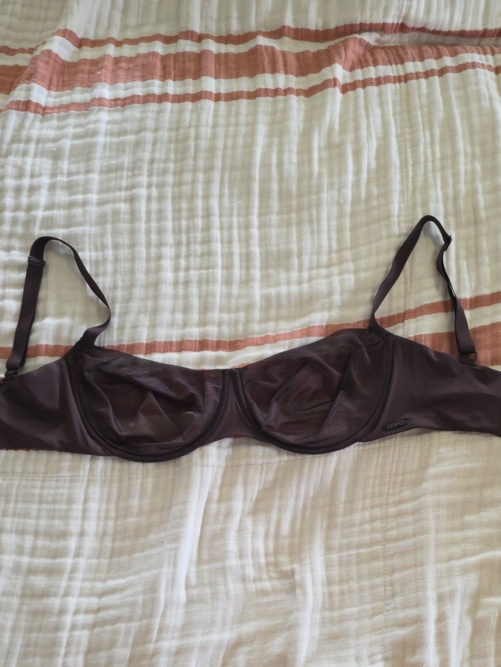 SKIMS Sheer Underwire Bra in Deep Brown
